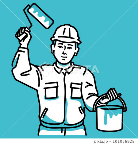 外壁の塗装(防水または防腐)処理をする男性作業員 外壁の塗装(防水または防腐)処理をする男性作業員 101036928