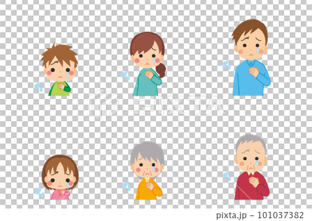 Crying cute three-generation family illustration set white background person upper body 101037382