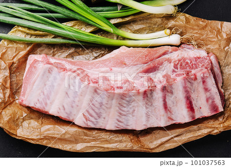 Fresh raw pork ribs with ingredients Fresh raw pork ribs with ingredients 101037563