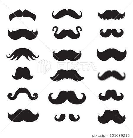 Mustache Icon, Dad Whiskers Set, Moustache Outline Isolated, Vintage Man Hairstyle Vector Illustration 101039216