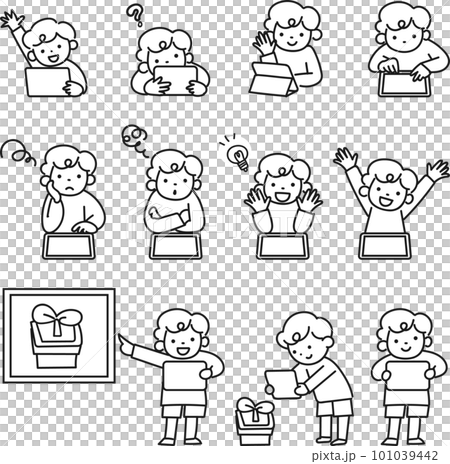 使用平板電腦學習的小學生 101039442