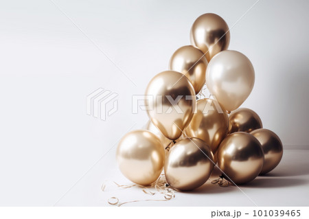 Gold and white balloon on white background with copy space. 101039465