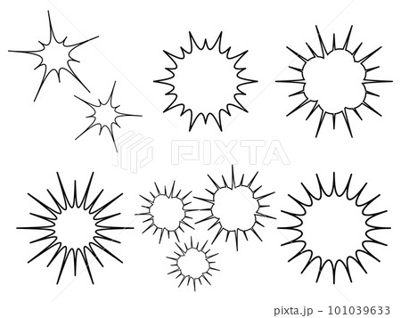 爆発のエフェクト6種セット 線画 爆発のエフェクト6種セット 線画 101039633