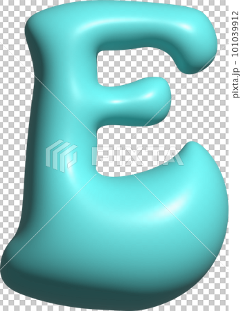 Blue balloon letter E capital, 3D alphabet. 101039912