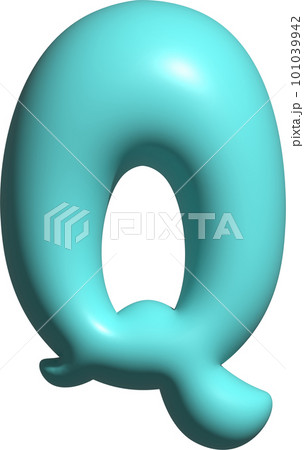 Blue balloon letter Q capital, 3D alphabet. 101039942