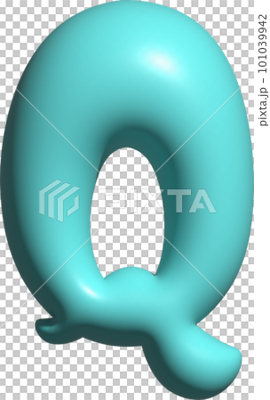 Blue balloon letter Q capital, 3D alphabet. 101039942