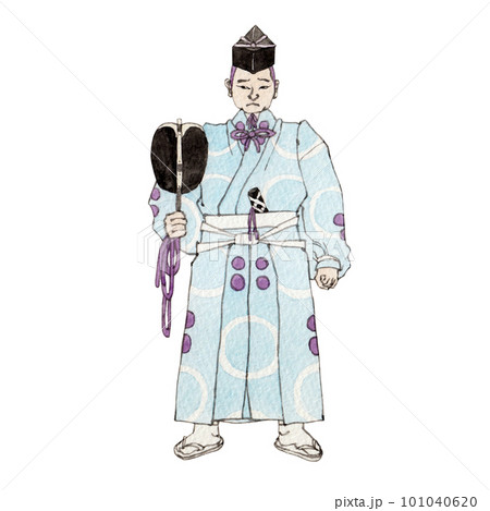 行司　相撲　水彩 浮世絵風イラスト 101040620
