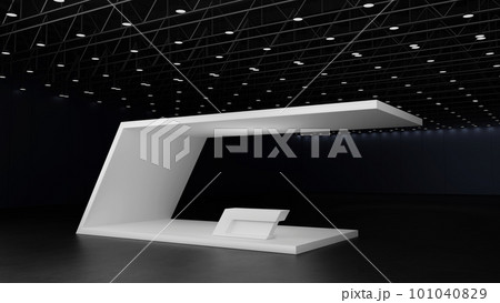 White mockup template design booth exhibition stand display for event fair exhibition hall 3D render 101040829