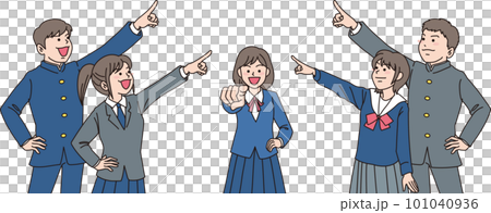 初中生指點_設定_顏色_5男女在中間瞄準同一個方向 101040936