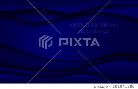 3D modern wave curve abstract presentation background. Luxury paper cut background. Abstract decoration, halftone gradients, 3d Vector illustration. Dark blue background 101041580