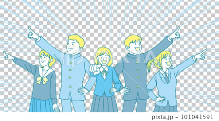 初中生指點_套裝_男女各5個指點_背景集中線 101041591