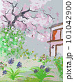 桜の花と可愛い家 101042900