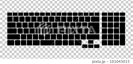 僅用於簡單 PC 外圍設備關鍵部分的鍵盤剪影圖 僅用於簡單 PC 外圍設備關鍵部分的鍵盤剪影圖 101043015