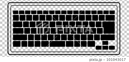 Simple PC peripherals, silhouette illustration of bordered keyboard without number keys 101043017