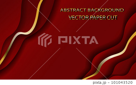 Stock vector illustration Paper cut background. Red paper decoration with wavy layers. Cut out shapes. Origami or carving pattern. Banner, flyer, cover template design 101043520