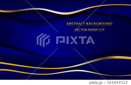 3D modern wave curve abstract presentation background. Luxury paper cut background. Abstract decoration, halftone gradients, 3d Vector illustration. Dark blue background 101043522