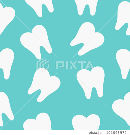 White teeth on a turquoise background. Vector...のイラスト素材 [101043972] - PIXTA