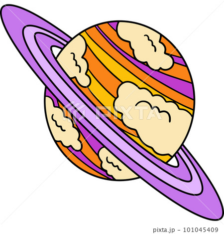 Planet Saturn Cartoon Colored Clipart Illustration 101045409