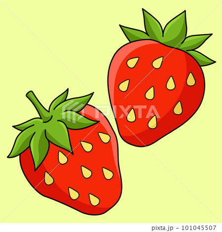 Strawberry Fruit Colored Cartoon Illustration 101045507