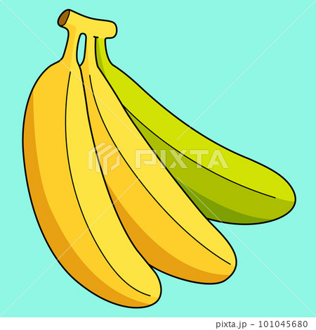Banana Fruit Colored Cartoon Illustration 101045680