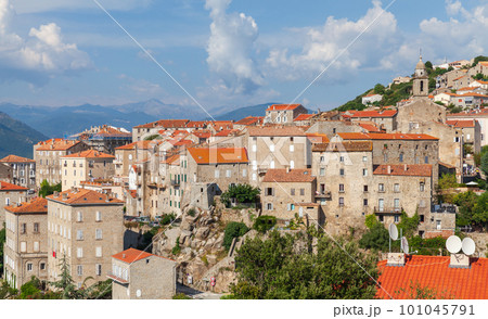 Sartene on a sunny summer day, summer landscape of Corsica Sartene on a sunny summer day, summer landscape of Corsica 101045791