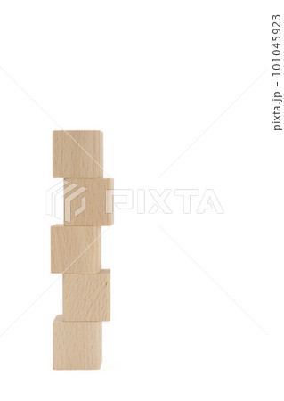 積み上げたブロック5個　 積み木　文字無し　白い背景 101045923