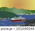 夕焼けに浮かぶ船 101046048