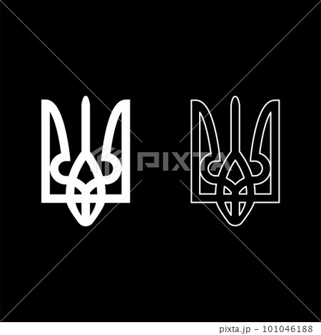 Ukraine coat of arms national emblem seal ukrainian state symbol sign trident tryzub set icon white color vector illustration image solid fill outline contour line thin flat style Ukraine coat of arms national emblem seal ukrainian state symbol sign trident tryzub set icon white color vector illustration image solid fill outline contour line thin flat style 101046188