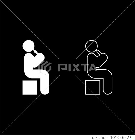 Man drinking alcohol from bottle of beer wine drunk people concept stick use beverage drunkard booze sit on box set icon white color vector illustration image solid fill outline contour line thin Man drinking alcohol from bottle of beer wine drunk people concept stick use beverage drunkard booze sit on box set icon white color vector illustration image solid fill outline contour line thin 101046222