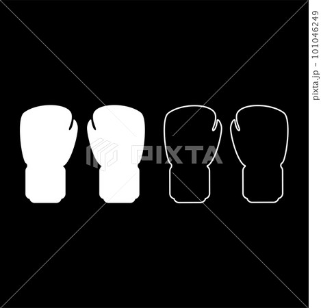 Box gloves pair fist protection equipment sportswear for punch workout sport set icon white color vector illustration image solid fill outline contour line thin flat style Box gloves pair fist protection equipment sportswear for punch workout sport set icon white color vector illustration image solid fill outline contour line thin flat style 101046249