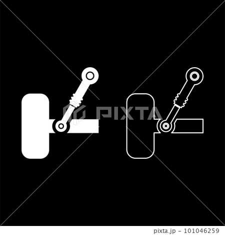 Wheel and shock absorber car suspension system auto service set icon white color vector illustration image solid fill outline contour line thin flat style 101046259