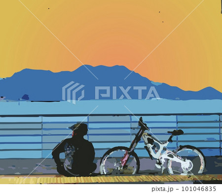 夕暮れ時の自転車ではしる 夕暮れ時の自転車ではしる 101046835