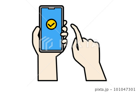 スマートフォンを操作して決済するイラスト 101047301