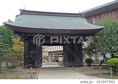 水戸城跡の本丸跡に残る薬医門【茨城県水戸市】 101047992