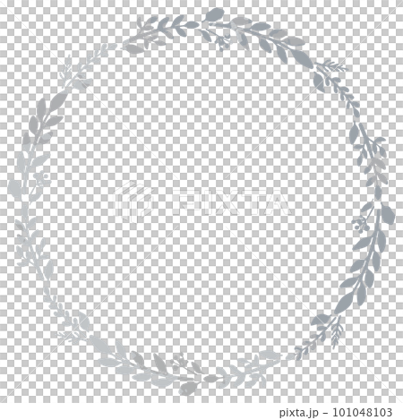 お花と植物のシルバーリース・フレーム ベクター素材 お花と植物のシルバーリース・フレーム ベクター素材 101048103