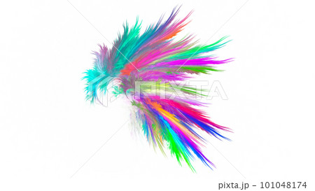 白い背景に描かれたカラフルな鳥の羽のような抽象的なペイント 101048174
