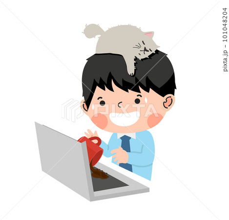 Businessman Spilled coffee on laptop 101048204