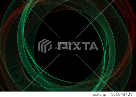 Red with green transparent lines of a circular wave on a dark background, design element 101048429