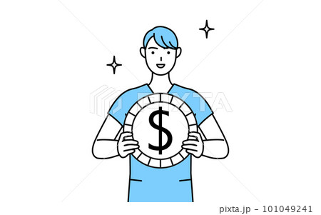 為替差益やドル高のイメージ、男性看護師、理学療法士、作業療法士、言語聴覚士、看護助手 101049241