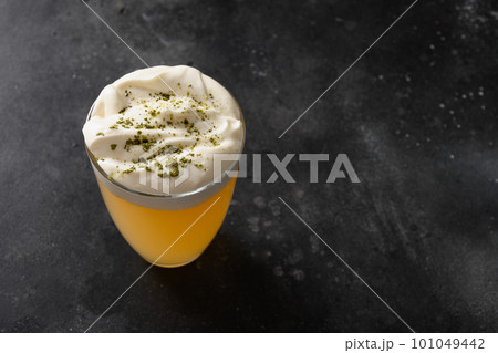 Cheese tea made with whipped cream cheese foam. Cheese tea made with whipped cream cheese foam. 101049442