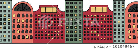 Different houses. Flat design. A fashionable hand-drawn illustration. Large color vector set. 101049467