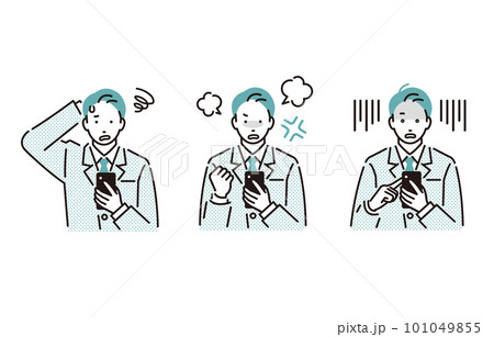 人物 スマホを見るビジネスパーソン男性ネガティブイメージ 101049855