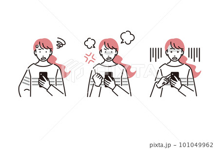 人物 スマホを見る女性 ネガティブイメージ 101049962