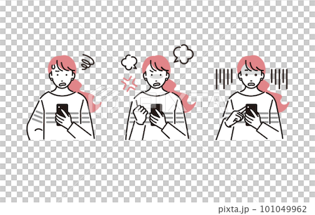 人物 スマホを見る女性 ネガティブイメージ 101049962