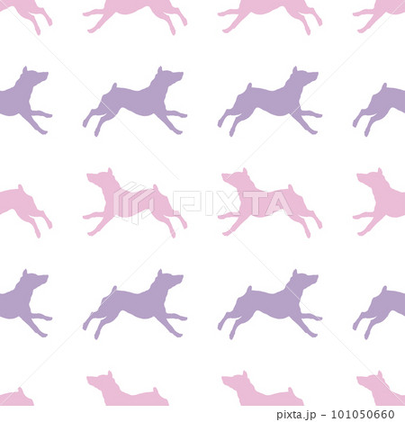 Running miniature pinscher puppy. Seamless pattern 101050660