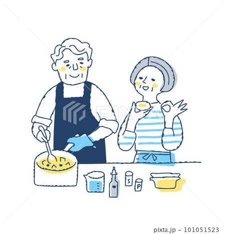 一緒に料理をしているシニアカップル 101051523