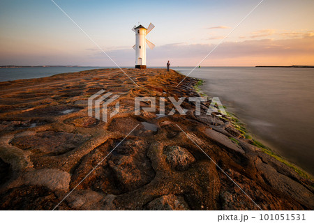 Lighthouse windmill Stawa Mlyny, Swinoujscie, Baltic Sea - Poland 101051531