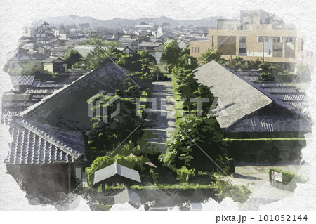 水彩画風　松阪　松阪城跡　御城番屋敷　三重県松阪市 101052144