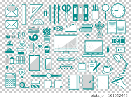 Business-related icon set such as stationery and personal computers Simple work PC stationery office study 101052443