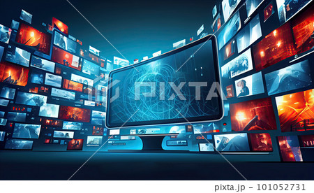 Digital contents concept. Social networking service. Streaming video. NFT. Ai generative Digital contents concept. Social networking service. Streaming video. NFT. Ai generative 101052731